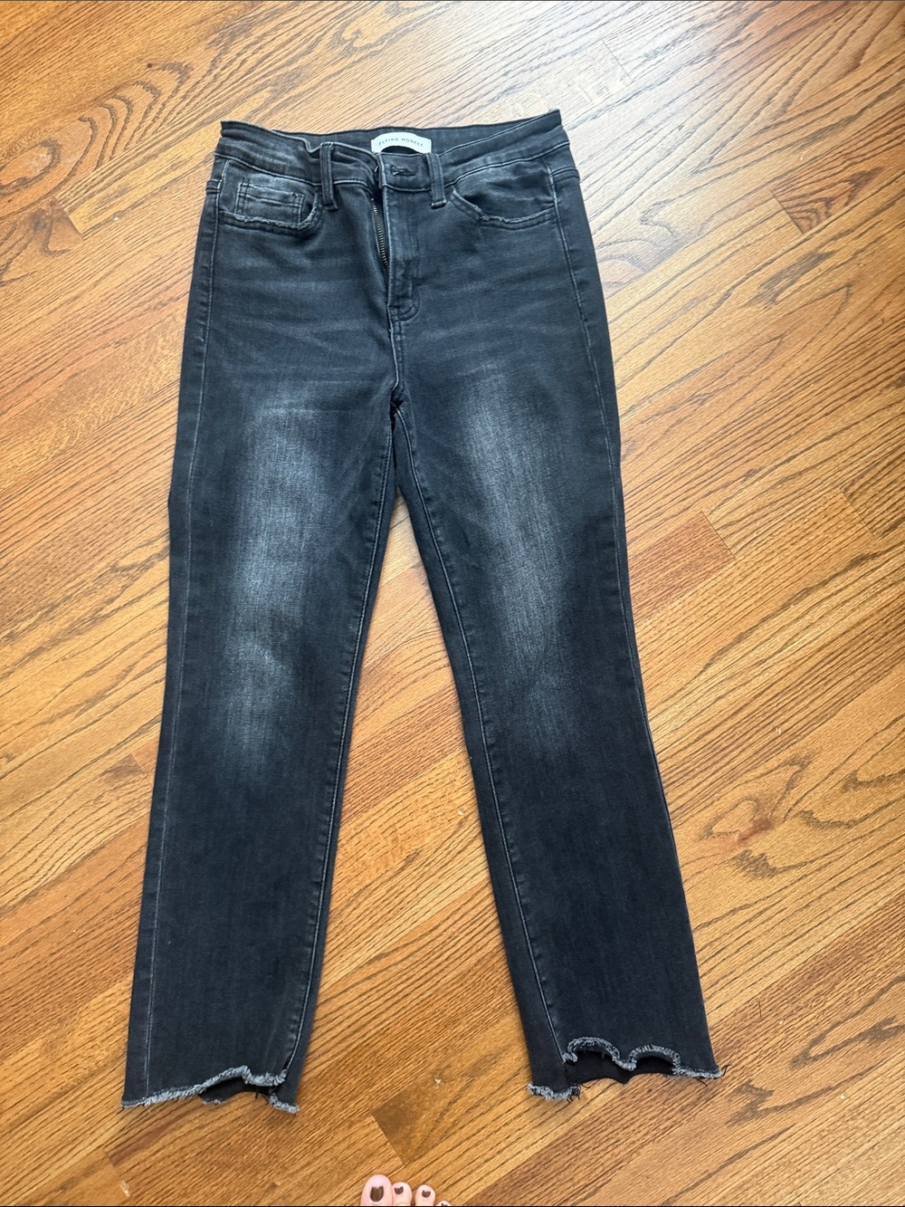 Flying Monkey Black Washed Cropped Ankle Jeans